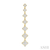 1/2 ctw Graduated Four-Leaf Clover Round Cut Diamond Fashion Long Earring in 14K Yellow Gold